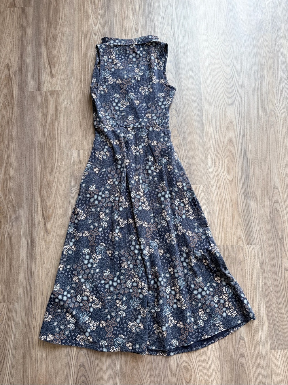 Pact Fit & Flare Cowl Neck Dress in Mountain Meadow Midnight Blue - XS - Picture 2 of 5